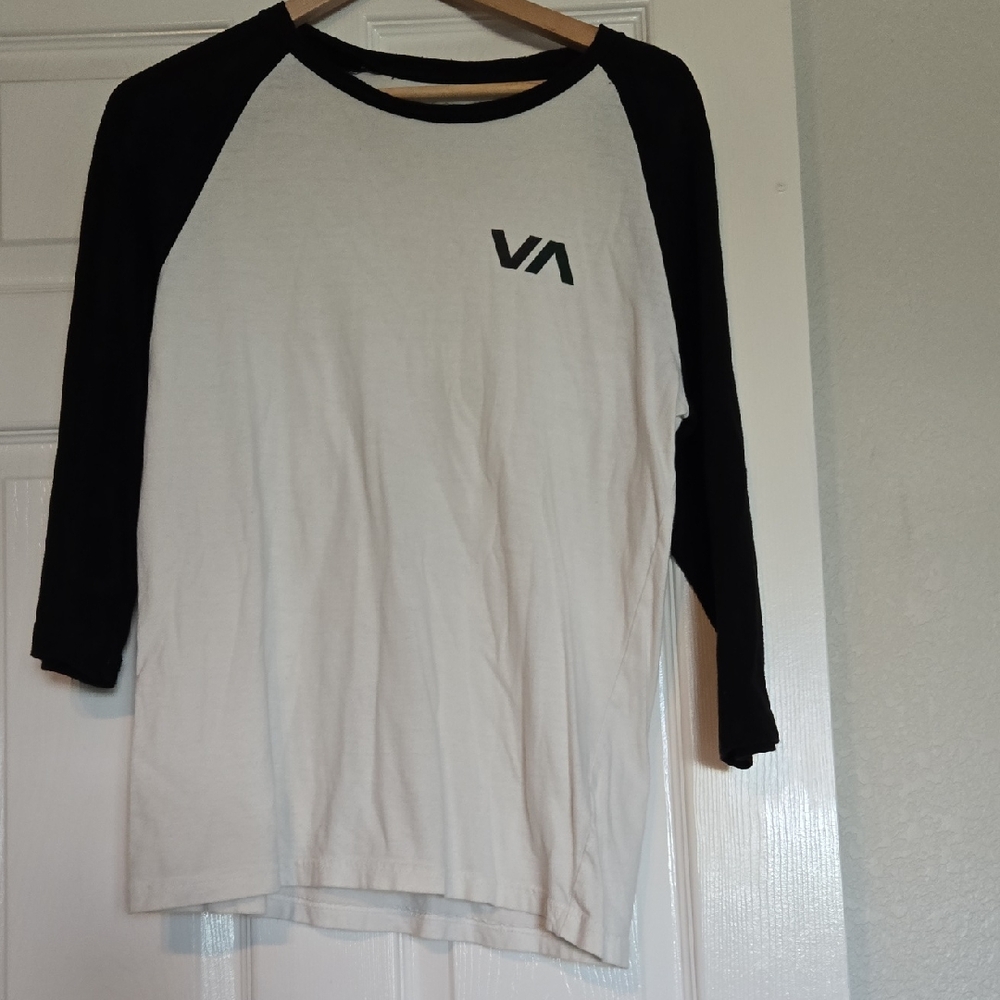RVCA Men's Black and White Long Sleeve Tee